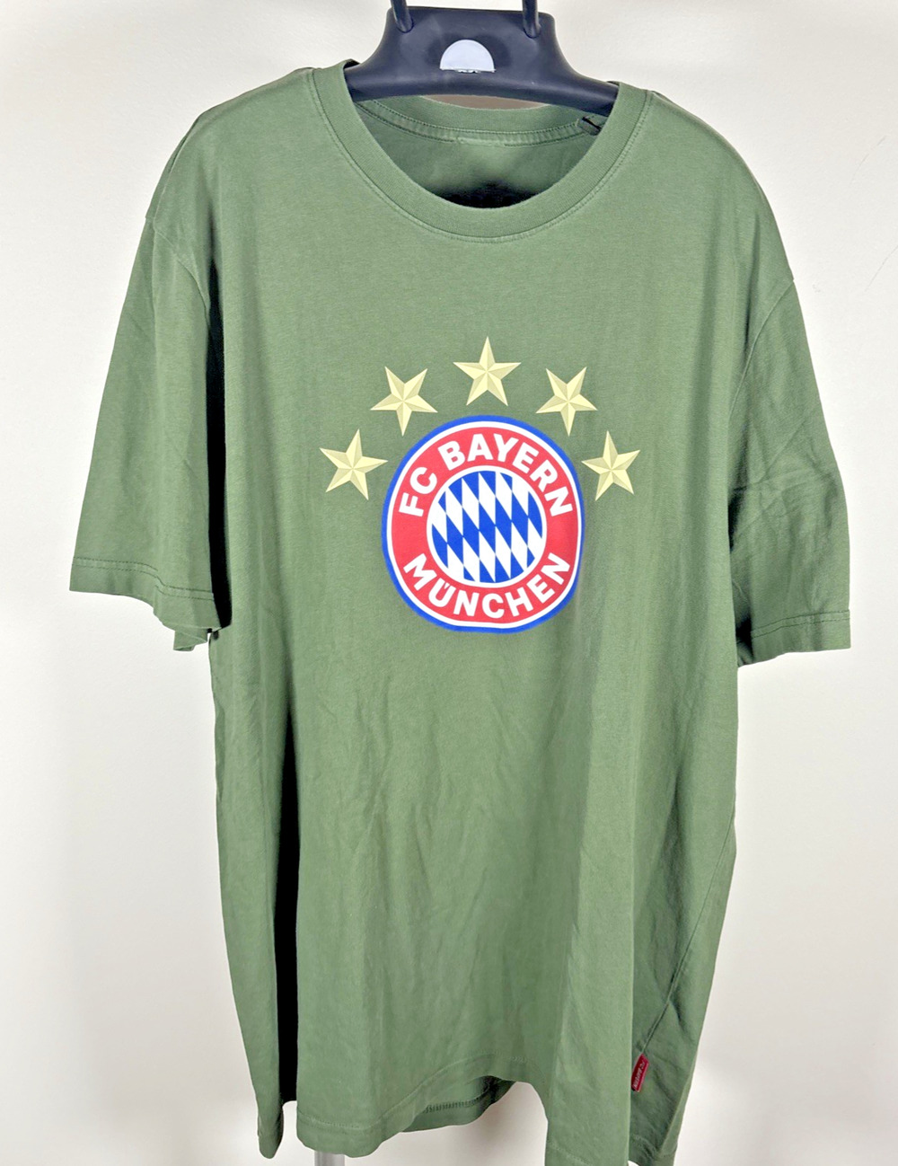 FC Bayern Munchen Munich Germany Olive Green Soccer T-Shirt 5 Gold Stars Men 2XL